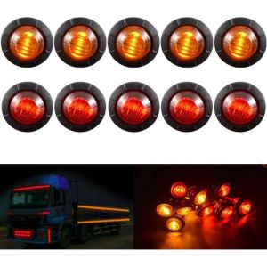 Feux De Gabarit Avant Et Arrière Ronds À Led De 3/4"", Étanches, 24 V, Pour Voiture Et Camion (5 Pièces Orange + 5 Pièces Rouges) - Neuf