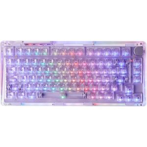 Phantom 81 V2 75% Clavier M&eacute;canique Mont&eacute; Sur Joint En Verre Mis &Agrave; Jour,Clavier De Jeu Nkro Triple Mode Avec Rvb Orient&eacute; Sud,Touches Transparentes,Batterie De 4000 Mah Pour - Neuf