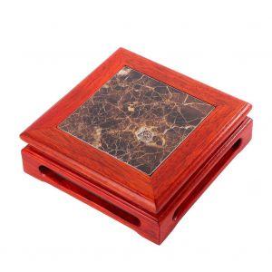 Sculpture Vintage Gravee, Socle Carre En Bois, Presentoir A Bijoux, Decoration - Neuf