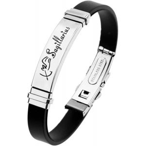 Kal-Homme Le Signe Bracelet Acier Inoxydable Argenté Noir Silicone Bracelet De Sport 12 Constellations Signes De Zodiaque Gourmette Manchette Wrap Bracelet Femme - Neuf
