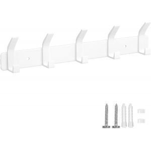 Porte Manteau Mural, Patere Murale 5 Crochets, Porte Manteau Salle De Bain pour Porte-Serviettes Peignoir Salle de Bain Entr&eacute;e, Blanc Perle - Neuf