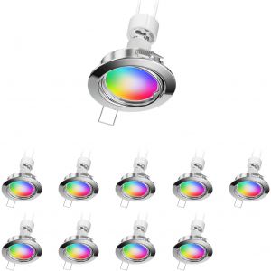 Ledscom.De 6 Cadres D'encastrement Au Plafond Fere Cadre D'encastrement Noir Mat (Led/Halogène/Gu10/Mr16/Par16/50mm) Incl. Douille Gu10 - Neuf