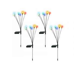 Lot De 4 Lampes Solaires &Agrave; Piquet Lucioles Pour D&eacute;coration De Jardin, All&eacute;e, Patio &iquest; Multicolore, R&eacute;sistantes Aux Intemp&eacute;ries, Installation Facile - Neuf