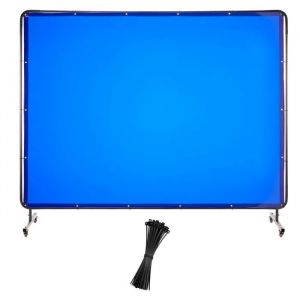 &Eacute;cran de Soudage-Duoku-1,74 x 2,34 m-avec Cadre-Rideau de Protection Mobile en Vinyle Ignifuge-Equip&eacute; de 4 Roulettes-Bleue - Neuf