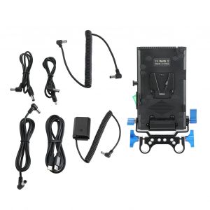 Adaptateur de batterie a monture V pour appareil photo, systeme d'alimentation a monture V avec batterie factice NP FZ100, clip de conduit de 15 mm pour A6600 A7 III A7M III - Neuf