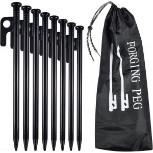 Eryi-8 Pièces Piquets De Tente Robustes,Piquet De Camping, Sardine Pour Tente,20 Cm Piquets De Fixation Camping,Avec Pochette De Rangement Pour Camping, Auvents De Camping, Jardin - Neuf