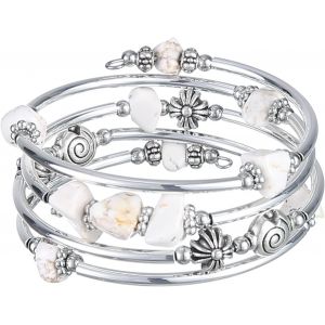 Kalanka-Bracelet En Perles Argent Pour Femmes Bracelet Enveloppant En Pierre Multicouches Un Cadeau De Bijoux Fantaisie Pour Maman Le Jour De Thanksgiving - Boîte Cadeau - Neuf