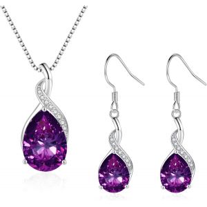 Meimie-Parure De Bijoux En Argent Sterling 925 Avec Pendentif En Forme De Goutte D'eau Infini Avec Chaîne En Argent De 45+5 Cm Et Boucles D'oreilles Pour Anniversaire,Fête Desmères,Anniversaire - Neuf
