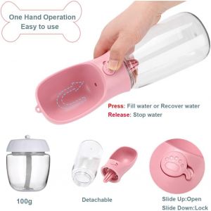 Portable Dog Water Bottle With Food Container 550ml + 100ml-Water Dispenser And Travel Bowl For Walking-Puppies And Dogs.[Y7] - Neuf