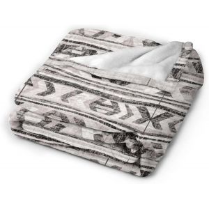 Couverture En Flanelle Ultra-Douce Grise &Agrave; Imprim&eacute; Tribal Anti-Boulochage Pour Canap&eacute;, L&eacute;g&egrave;re Et Toutes Saisons - Neuf