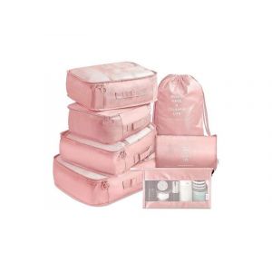 Ensemble de 7 cubes de rangement pour voyage &iquest; Organisateurs de bagages l&eacute;gers rose - Neuf