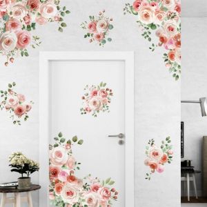 Rose Stickers Muraux En Vinyle Pour De Fleurs Stikers Murals En Fleurs Roses Autocollants Pour Murs Autocollants D&eacute;coratifs En Vinyle - Neuf