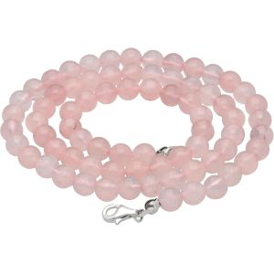 Cha&icirc;ne &Agrave; Boules En Quartz Rose | Boules De 6 Mm De Diam&egrave;tre Avec Fermoir Mousqueton En Argent 925 | Collier En Pierre Pr&eacute;cieuse De 45 Cm De Long, Acier Inoxydable, Quartz - Neuf