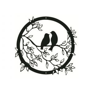 D&eacute;coration murale en m&eacute;tal noir repr&eacute;sentant un oiseau sur une branche d'arbre (30 cm) - Neuf