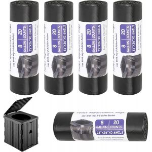 ERYI-Lot De 100 Sacs Poubelle Noirs - 30 L - Biodégradables - Pour Toilettes De Camping, Toilettes De Camping - Extra Épais - Pour Le Camping, La Randonnée, Les Voyages (Noir) - Neuf