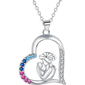 Kal-Collier M&egrave;re Et Fille En Argent 925 Coeur Pendentif Collier Cadeaux De Bijoux Pour Maman Femmes &Eacute;pouse Cadeaux De No&euml;l D'anniversaire - Neuf