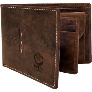 Portefeuille En Cuir V&eacute;ritable Pour Hommes | Protection Rfid | Portefeuille De Voyage Vintage Bifold | Portefeuille Fin Avec Emplacements Pour Cartes Et Poche Pour Pi&egrave;ces De Monnaie (Marron Fonc&eacute;) - Neuf