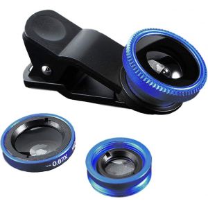 LORANKA-Set de 3 en 1 pour t&eacute;l&eacute;phone portable Adaptateur pour appareil photo &agrave; clipser Objectif Fisheye 180&deg; + grand angle (0,67x Wide) + objectif macro (10x) Convient pour tous les t&eacute;l&eacute;phones - Neuf