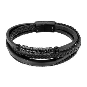 Bracelet Homme Lotus Style Men In Black 4 Rangs - Neuf