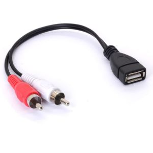 C&acirc;ble USB vers RCA, USB A 2.0 femelle vers 2 prises RCA m&acirc;les, r&eacute;partiteur en Y audio, vid&eacute;o, AV composite (20 cm) - Neuf