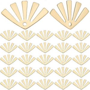 1 Boîte De 30 Breloques En Forme D'éventail, Plaquées Or 18 Carats, En Forme De Secteur Circulaire. Idéales Pour La Création De Bijoux, Colliers Et Boucles D'oreilles. - Neuf