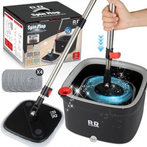 Teppe-Ensemble De Seaux Si Mo 360&deg; Avec Essoreuse Et 4 Tampons En Microfibre Avec Poign&eacute;e T&eacute;lescopique Pr&eacute;-Ajust&eacute;e Avec S&eacute;chage Si, Microfibre, Nettoyage De La Maison, Nettoyage Du Sol - Neuf