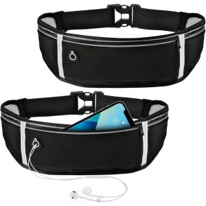 Jexnovashop-2 Pi&egrave;ces Sac Banane Running, Ceinture De Course Avec Bande R&eacute;fl&eacute;chissante, Ceinture Running &Eacute;tanche Avec Sangle R&eacute;glable Pour La Course &Agrave; Pied, Gym, Sport, Jogging, Randonn&eacute;e - Neuf