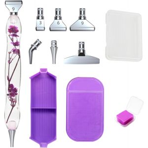 Ayuhr-Kit De Stylos De Peinture Diamant 5d À Faire Soi-Même, Kit D'accessoires De Peinture Diamant, 6 Têtes De Rechange En Métal, Boîte De Rangement, Argile, Pour Peinture Diamant - Neuf