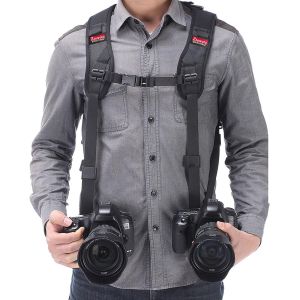 Harnais De Sangle À Double Épaule Sangle D'Attache Double Caméra Réglable À Dégagement Rapide Avec Attache De Sécurité Pour Appareil Photo Reflex Numérique[GOP6252081] - Neuf