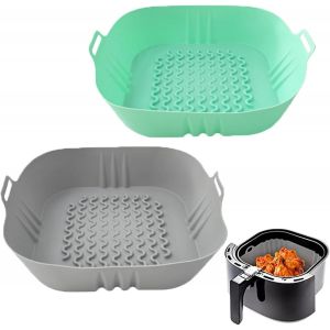 Lbgwp60-2 Pièces Moule Silicone Air Fryer Accessoires, Silicone Pot Pour Airfryer Panier Friteuse Accessoires De Air Fryer Réutilisable Silicone Papier Cuisson Convient Pour Friteuse Air (Carré Vague - Neuf