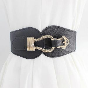 Femmes Larges Ceintures Élastique Cinch Stretch Band Wrap Boucle En Métal Décoratif Rétro Ceinture Taille Haute Pour Robes1pcsblack - Neuf