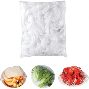 300 Pièces Sac En Plastique Film Plastique Avec Couvercle À Bande Élastique Pour Sac D`Étanchéité Alimentaire Couvercle Alimentaire,Adapté Au Stockage Des Aliments (Blanc) - Neuf