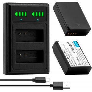 Lot de 2 batteries de rechange et chargeur double rapide pour Canon LP-E10 et Canon EOS Rebel T3, T5, T6, T7, Kiss X50, Kiss X70, EOS 1100D, EOS 1200D, 1300D 1500D 2000D 3000D 4000D - Neuf