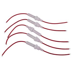 Fil Rouge Blanc À Vis Type Capuchon En Ligne 6mm X 30mm Tube Porte-Fusible 5pcs - Neuf