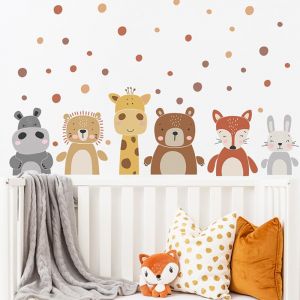 Stickers Muraux Enfants Animaux - Autocollants Giraffe Ours Lion Renard Lapin D&eacute;coration Murale Enfant Chambre - Neuf