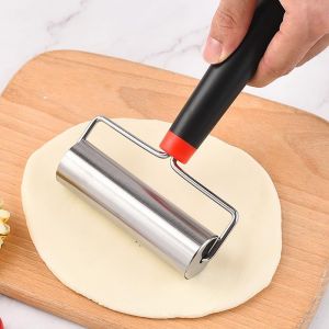 Jexnovashop-Rouleau &Agrave; P&acirc;tisserie, Rouleau Patisserie En Acier Inoxydable Rouleaux &Agrave; P&acirc;tisserie Avec Manche Cuisson Pour &Eacute;taler La P&acirc;te &Agrave; Pizza Biscuits Fondant (11.6 Cm) - Neuf