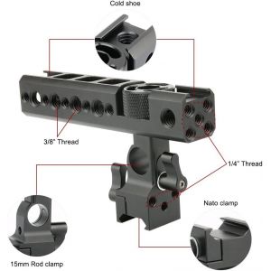Lib&eacute;ration Rapide Nato Poign&eacute;e Sup&eacute;rieure Avec Serrage De Tige De 15 Mm Et Sabot Pour Sony A6500 Cage/Appareil Photo Dslr/Cam&eacute;scope Cage Rig[Z354] - Neuf