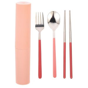Vaisselle De Camping Portable En Acier Inoxydable Rose &iquest; Vaisselle Durable Pour Les Repas En Plein Air Et L'utilisation Quotidienne - Neuf