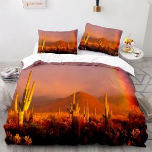 Cactus Parure De Lit Housse De Couette X Cm Polyester Coton Housse De Couette X Enfant Avec Deux Taies D'oreiller X Cm Anti-Allergique - Neuf