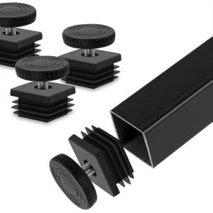 4pcs Carrés Réglables Pieds De Nivellement Pour Bureau Maison Table Chaise De Bureau,Tube Carré Inserts Meubles Kit De Nivellement,30mm X 30mm,Noir - Neuf