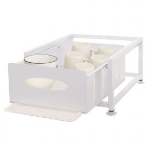 Tiroir d'armoire HWC-N51 avec plateau, &eacute;tag&egrave;re de cuisine/de vaisselle Tiroir d'armoire extensible, m&eacute;tal 19x34x42cmblanc - Neuf