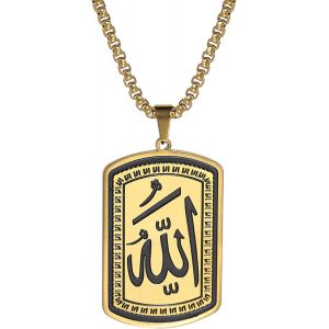 Kal-Collier Allah Pour Homme Et Femme En Acier Inoxydable Chic Avec Pendentif Islamique Musulman Allah (Médaillon) Bijoux Arabes - Neuf