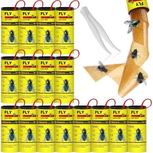 Pi&egrave;ge &agrave; mouches, rouleau de papier anti-mouches, paquet de 16 - Neuf