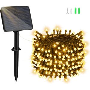 Jgd-Guirlande Lumineuse Solaire D'ext&eacute;rieur - 22 M - 200 Led - Blanc Chaud - R&eacute;sistante Aux Intemp&eacute;ries - 8 Modes - Pour Jardin, Cour, Terrasse, Mariage - Neuf
