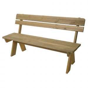 Banc De Jardin Avec Dossier En Bois Massif 3 Places 148 Cm Finition Naturelle 04_0010262 - Neuf