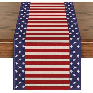 Chemin De Table D&eacute;coratif D'&eacute;t&eacute; 33 X 180 Cm (F&ecirc;te Nationale Am&eacute;ricaine), Chemin De Table En Toile De Jute Pour Mariage, F&ecirc;te D'&eacute;t&eacute; Et D'automne, D&eacute;coration Ext&eacute;rieure - Neuf