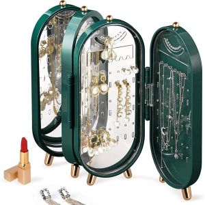 Présentoir À Bijoux, Boîte À Bijoux Avec Miroir, Grande Capacité Et Cadeaux De Haute Qualité (Vert) - Neuf