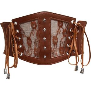 Ceinture Corset Pour Femme - S (Kaki) - Ceinture Corset En Cuir À Lacets - Ceinture Élastique Rétro - Neuf
