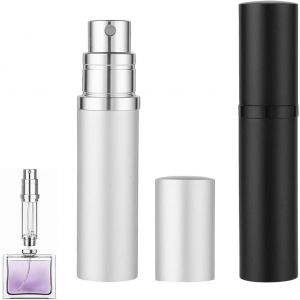 Lbgwp60-2pièces Vaporisateur Parfum Rechargeable, Flacon Parfum Voyage 5 Ml, Aluminium Zerstäuber Parfüm, Noir Et Argent, Pour Voyages, Rencontres, Cadeaux - Neuf