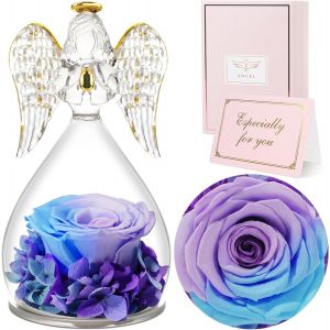 Rose Eternelle Cadeau Femme, Fleur Eternelle avec Ange Figurine, Cadeau Anniversaire Femme, Ange Rose Eternelle pour Maman, Cadeaux Mamie Original, Cadeaux Noel, Saint Valentin, Fete des Meres - Neuf
